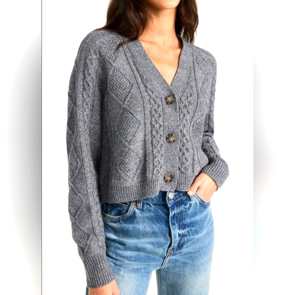 Madewell Sweaters - Madewell Women’s Knit Crop Gray Cardigan Sweater, Medium, Sparkle size Medium